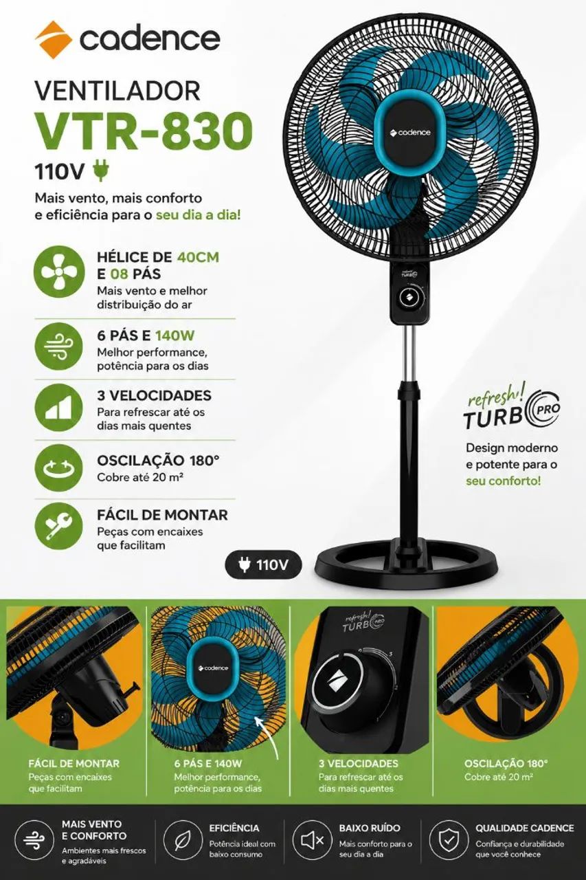Ventilador de Coluna Cadence VTR-830