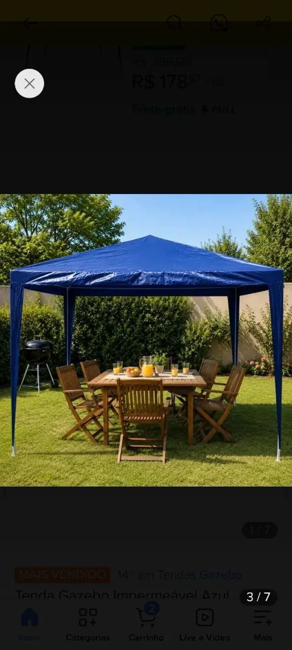 Tenda/ Gazebo impermeável azul - Foto 4