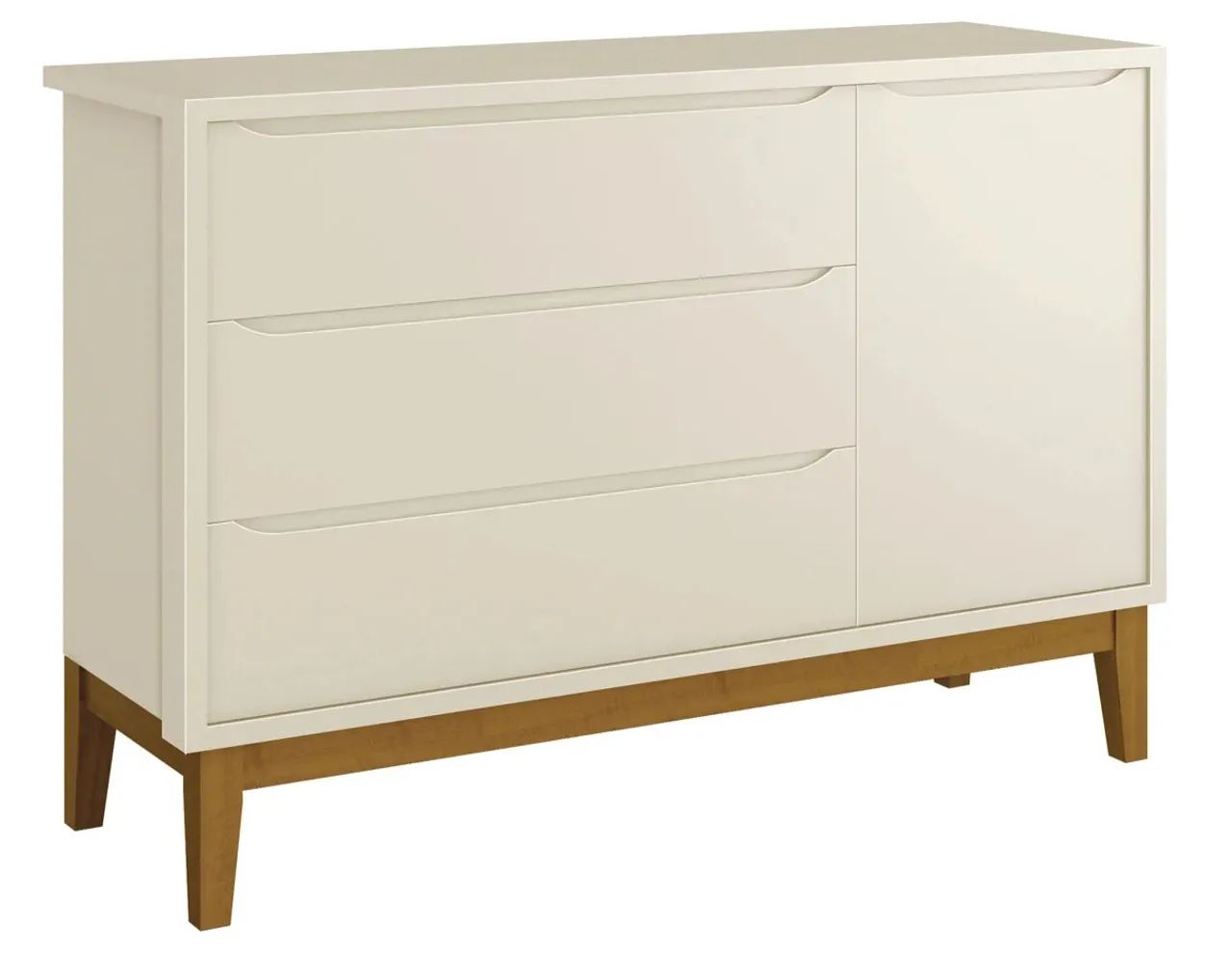 Quarto de bebê completo Berço, Guarda-Roupa e Cômoda - Classic New 100% MDF Off-white - Foto 4