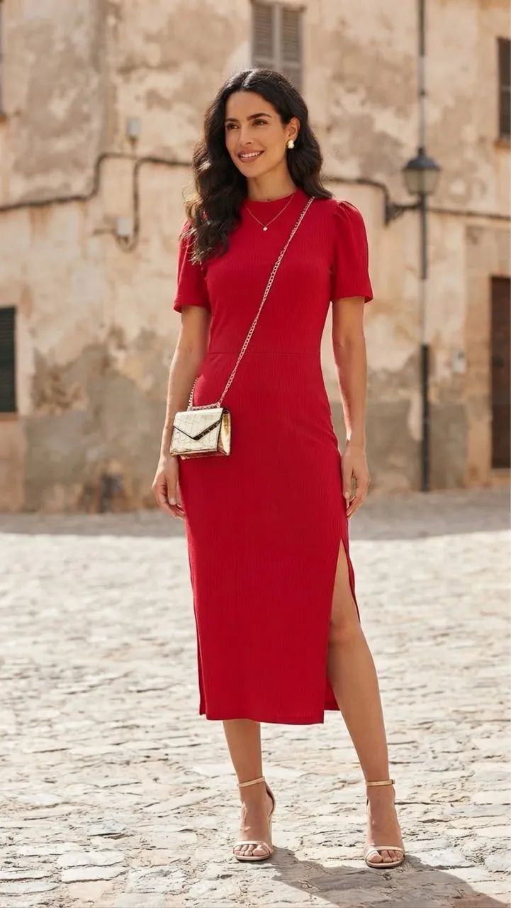 vestido mídi vermelho  - Foto 4