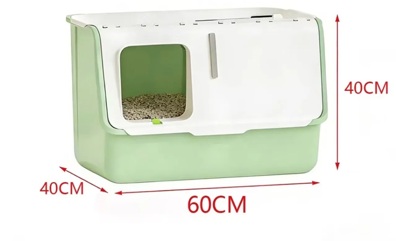 Caixa de Areia Fechada para Gatos com Design Elevado Anti-respingos  - Foto 2