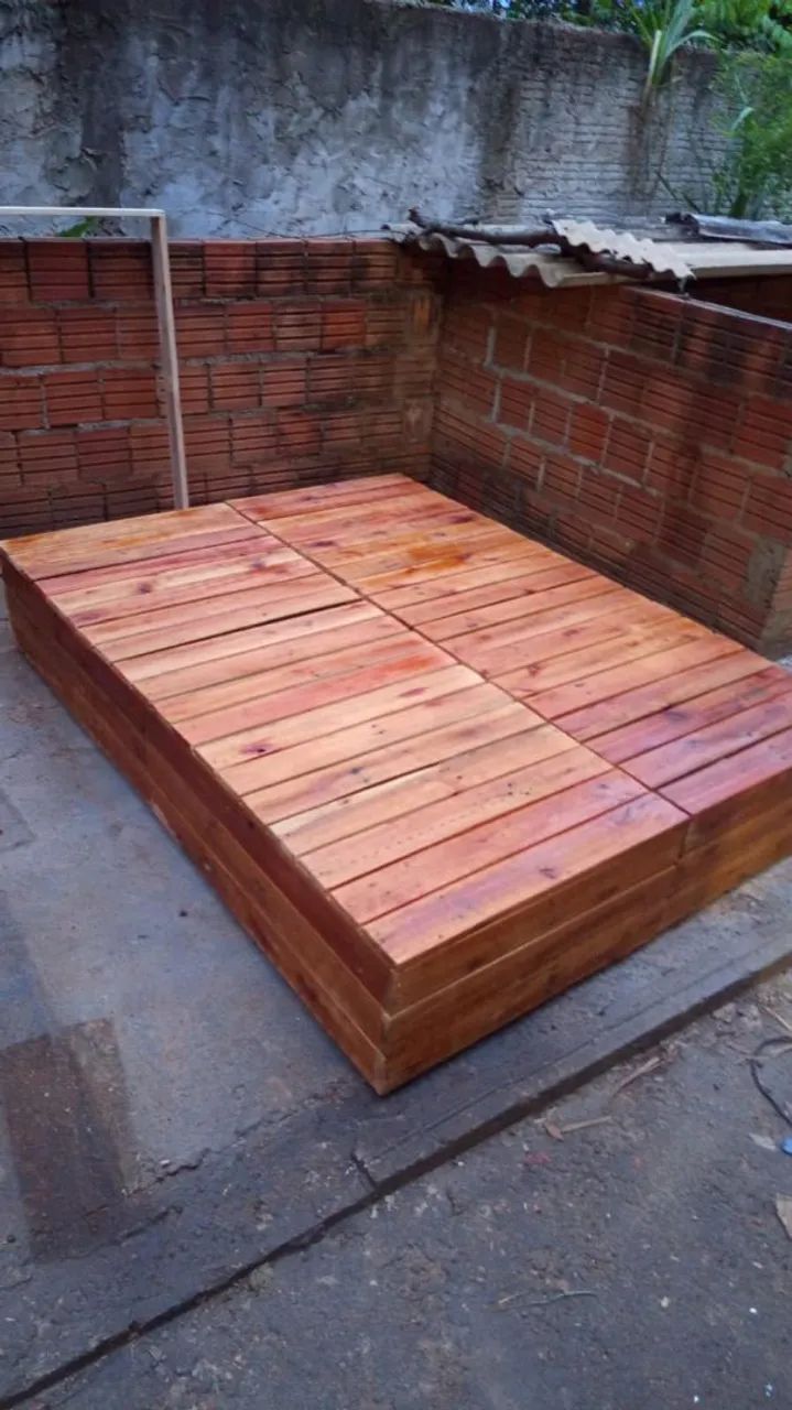 Base cama casal de paletes