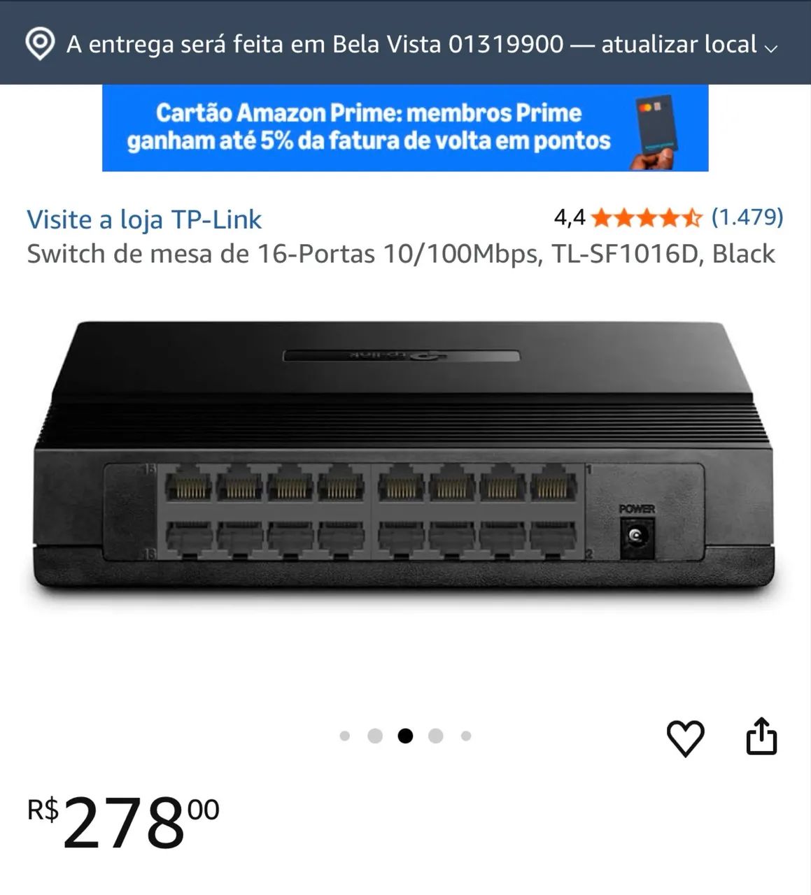 Switch de mesa de 16-Portas 10/100Mbps, TL-SF1016D, Black - Foto 5