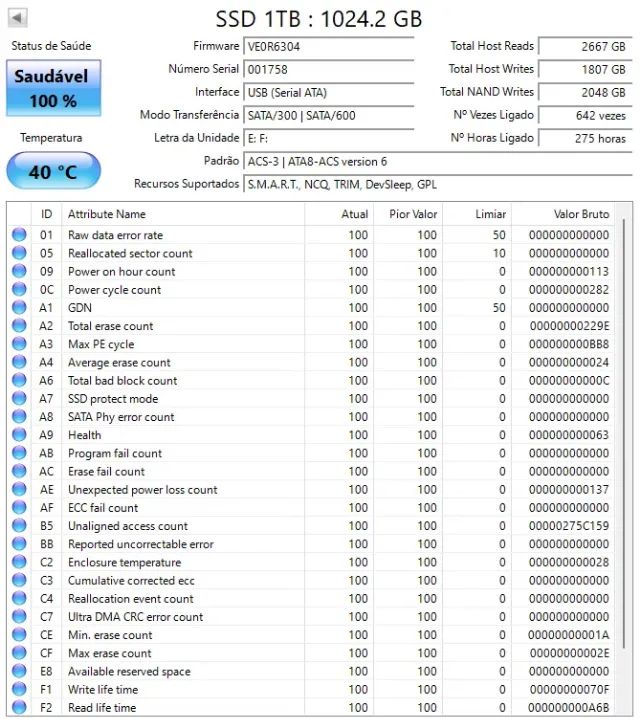 SSD SATA 1TB Testado e Funcionando - Saudável 100% - Foto 2