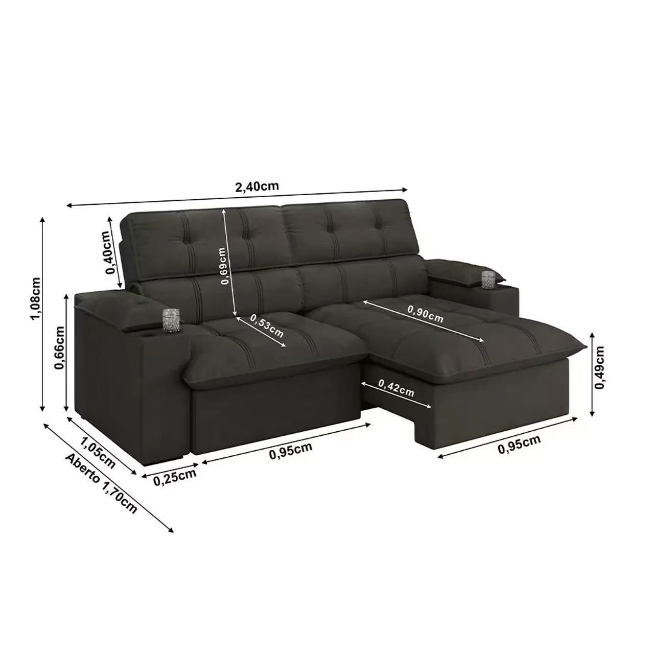 SOFA LUIZZI LIVERPOOL 4 LUGARES - RETRÁTIL E RECLINÁVEL - Foto 5