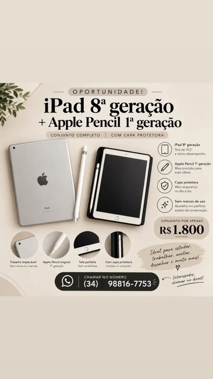 iPad oitava geração com Apple Pencil - Foto 4