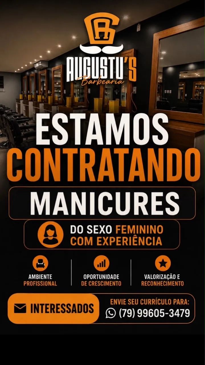 Vagas para barbeiros e manicure 