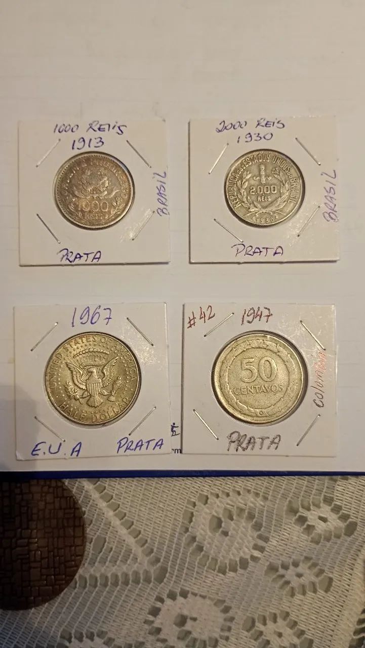 4 moedas de prata 