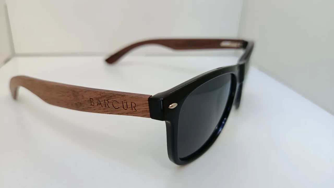 Oculos de Sol BARCUR® Com Hastes em Bambu Com Lentes pretas Polarizadas - Envio Grátis - Foto 2