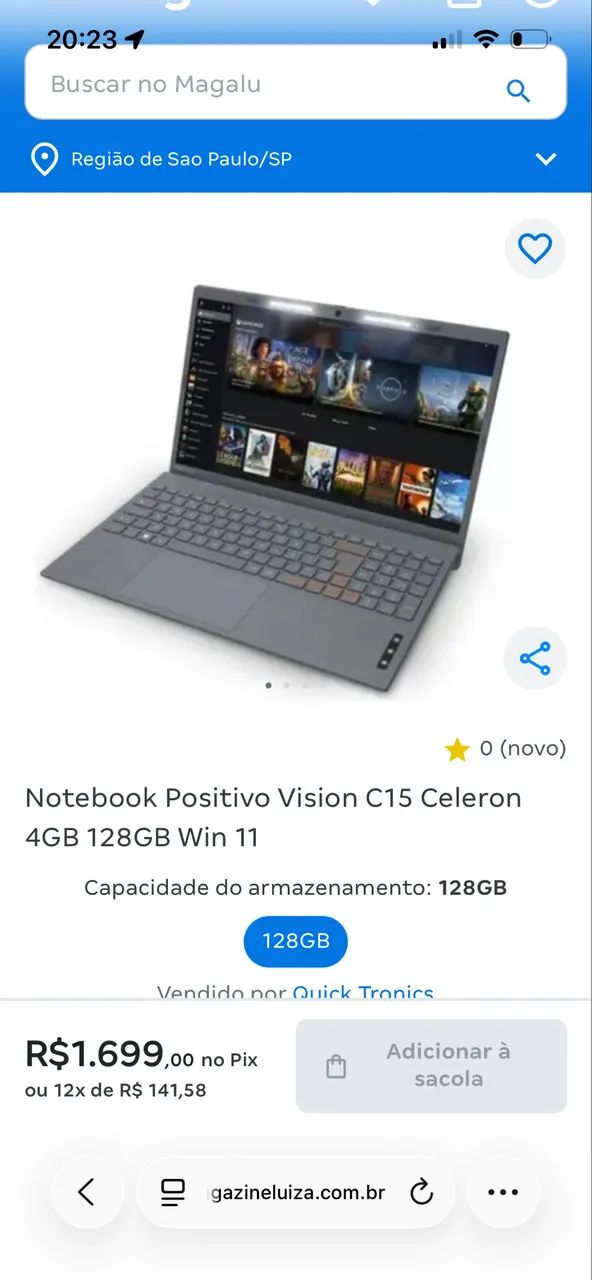 Vendo notebook positivo