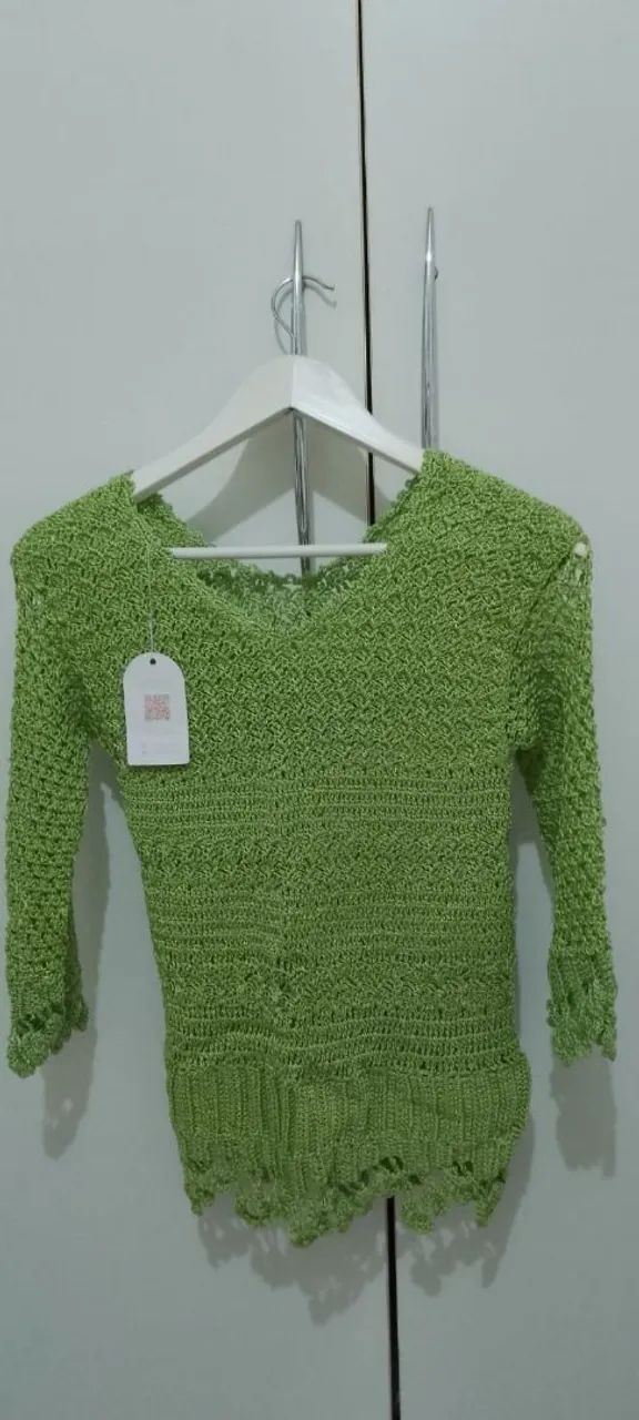 Blusa de crochê Linha de Seda - Foto 2