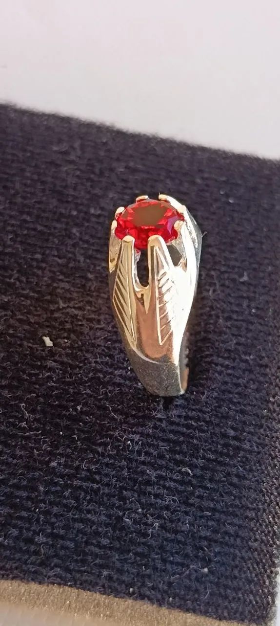 ANEL DE PRATA 925 COM ZIRCÔNIA VERMELHA, - Foto 3