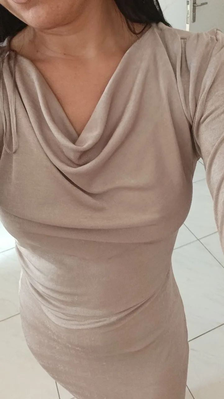 Vestido mid bege 