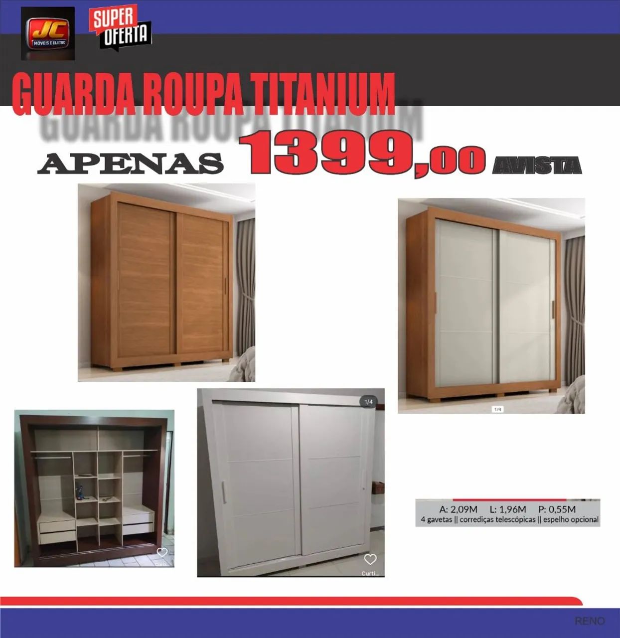 GUARDA ROUPA TITANIUM PORTA DE CORRER 