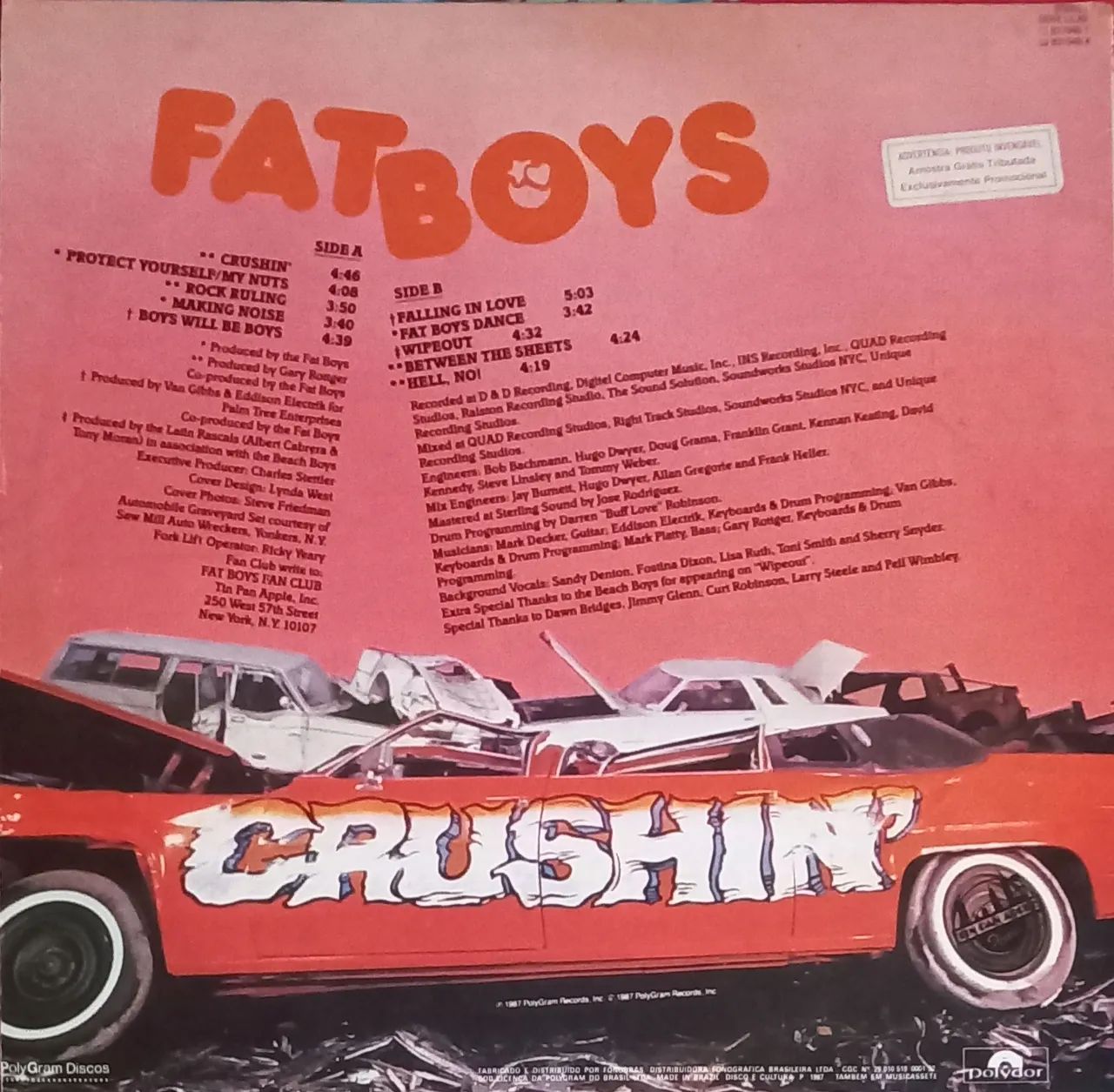 VENDO LP DISCO VINIL FAT BOYS  -  CRUSHIN' - Foto 2
