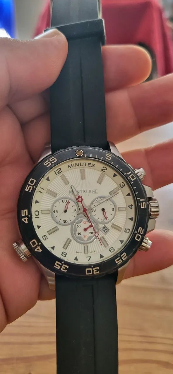 Relógio monblanc cronógrafo 1°linha fundo rosqueado 46 mm cx  - Foto 5