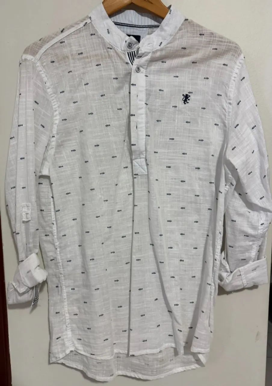 Camisa  estilo bata, gola padre, Paco, tamanho M