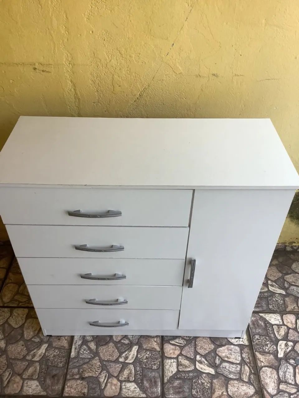 Cômoda 5 Gavetas 1 Porta Sapateira MDF Branco
