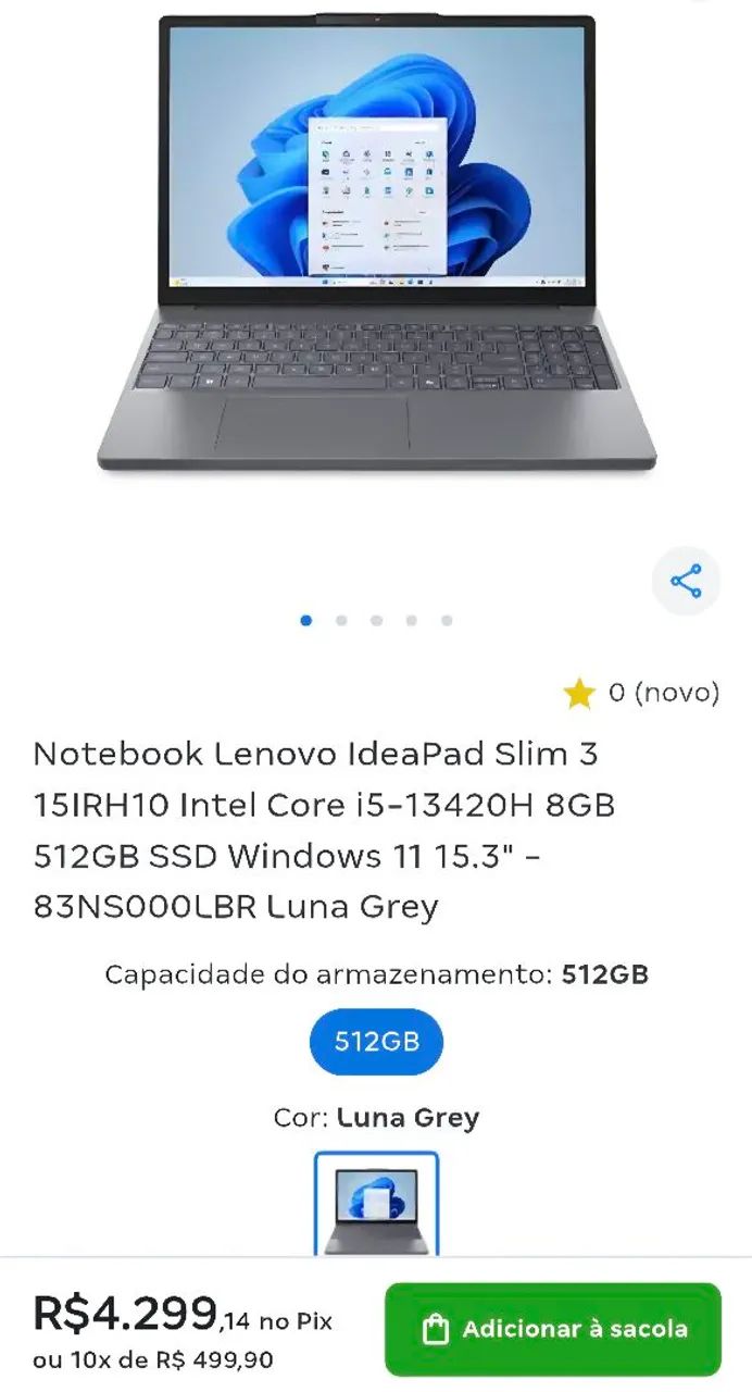 Promoção Imperdível Notebook Slim 3 i5 13ª SSD 512GB Até 10x Sem Juros - Foto 2