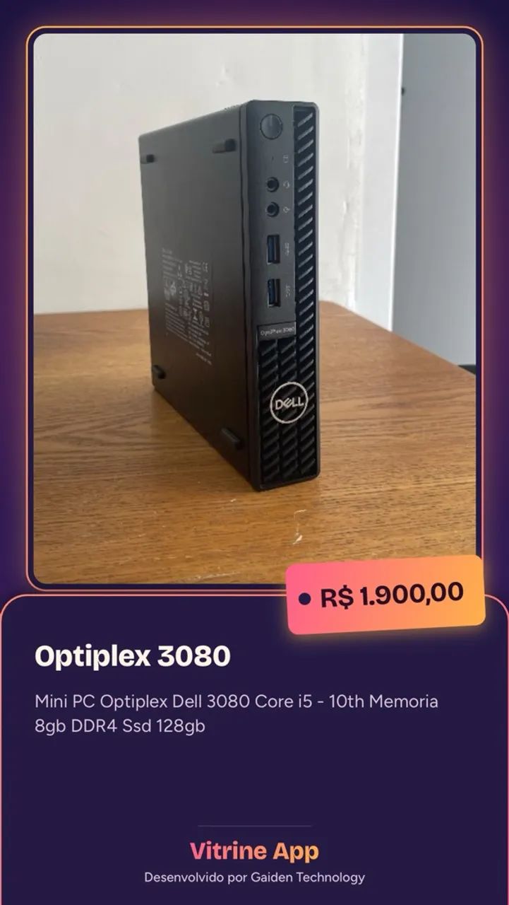 Mini PC Dell Optiplex 3080 - Core i5 10? - 8gb - 128Gb
