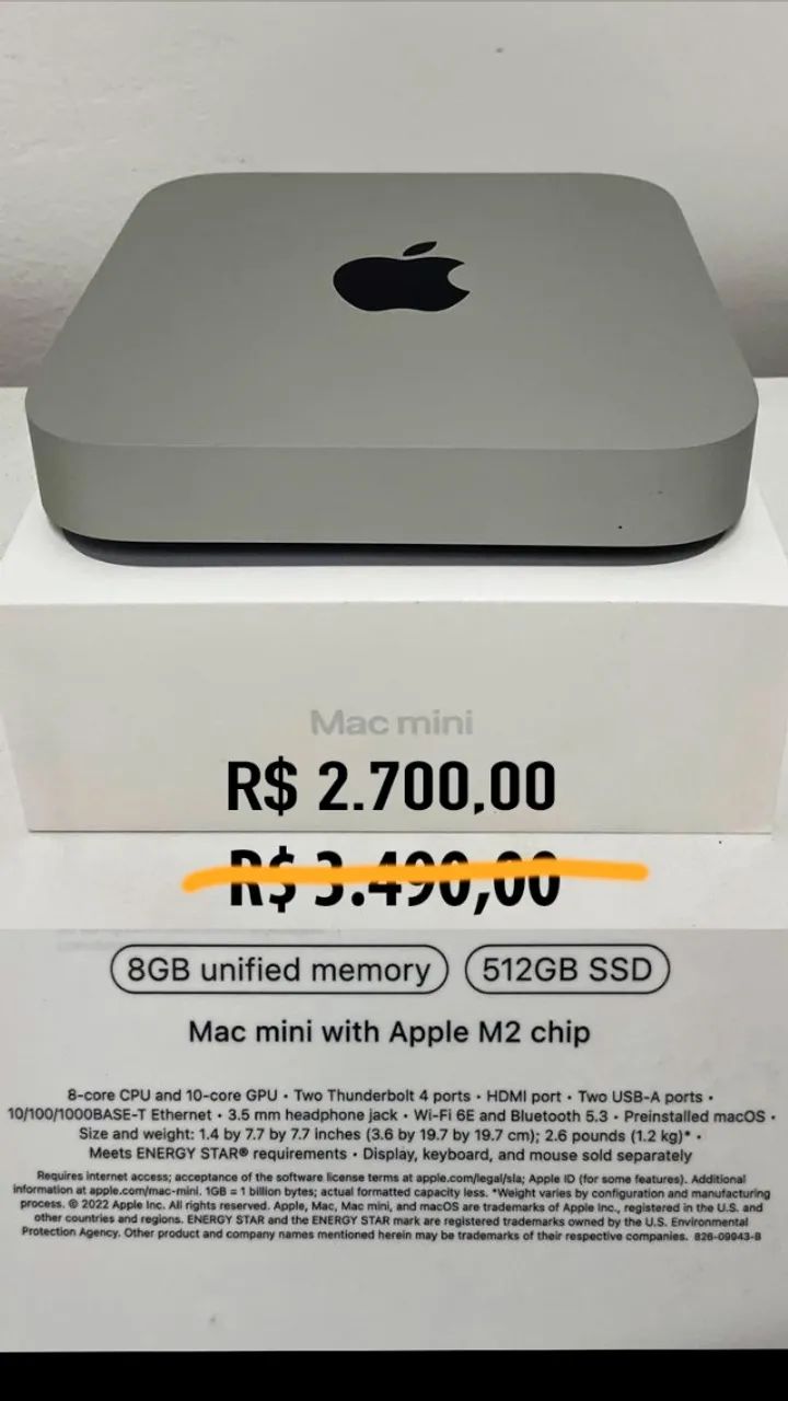 Mac Mini M2 - 8GB RAM / 512GB SSD - Perfeito Estado - Computadores