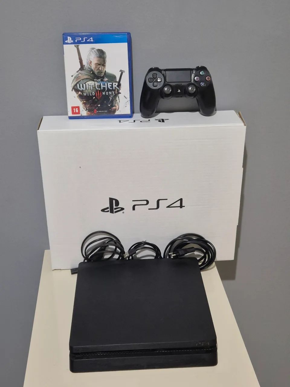 Ps4 slim na caixa 1 controle + 15 jogos cartão 12x garantia 60 dias