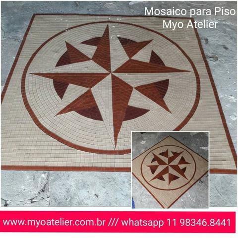 Carpet mosaic, tapete mosaico, mandala, rosa dos ventos, piso mosaico