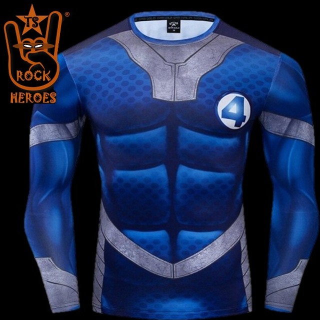 Camisa de Compressão Quarteto Fantástico Manga Longa Rashguard Elastano