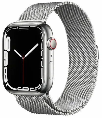 Apple Watch S7 Aço Inox 45mm Cellular Silver Stainless Steel aço inox bateria 94% Garantia