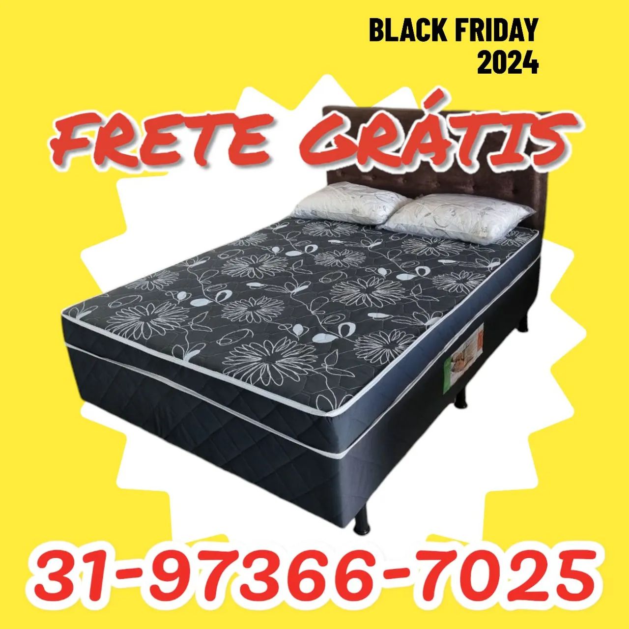 CAMA BOX CASAL COM COLCHÃO D33 FIXO / MEGA PROMOÇÃO 