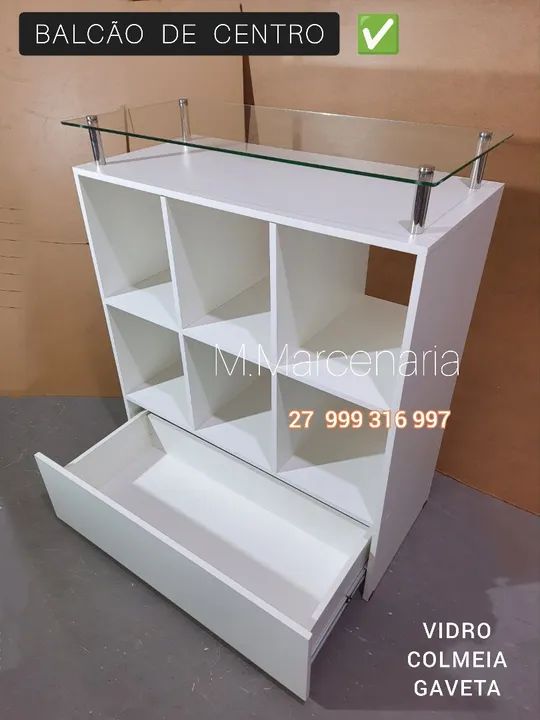 BALCÃO COM VIDRO COLMEIA E GAVETA - Foto 2