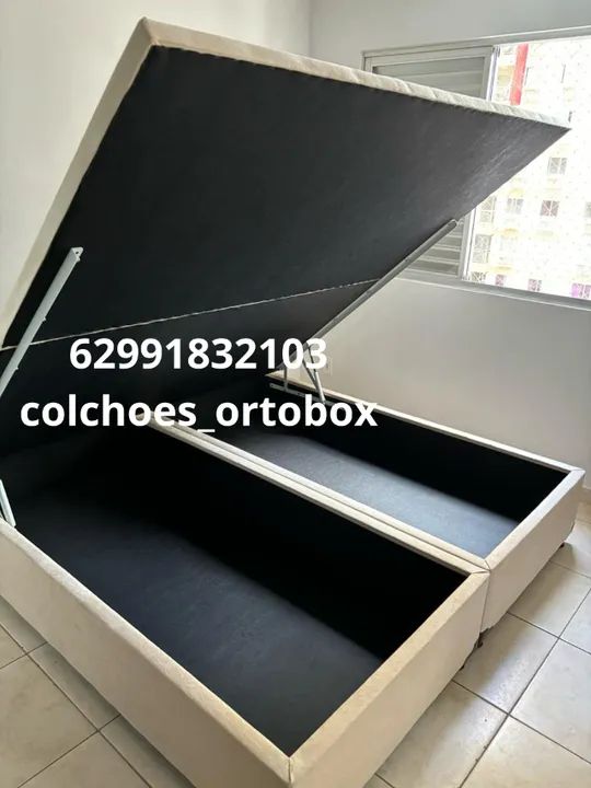 Cama Box Baú Queen size com pistões hidraulicos 