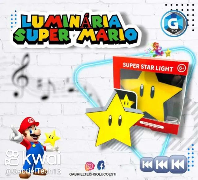 Luminária Estrela Super Mario Bros Star Light LED - Gtech  12Cm - Gtech 