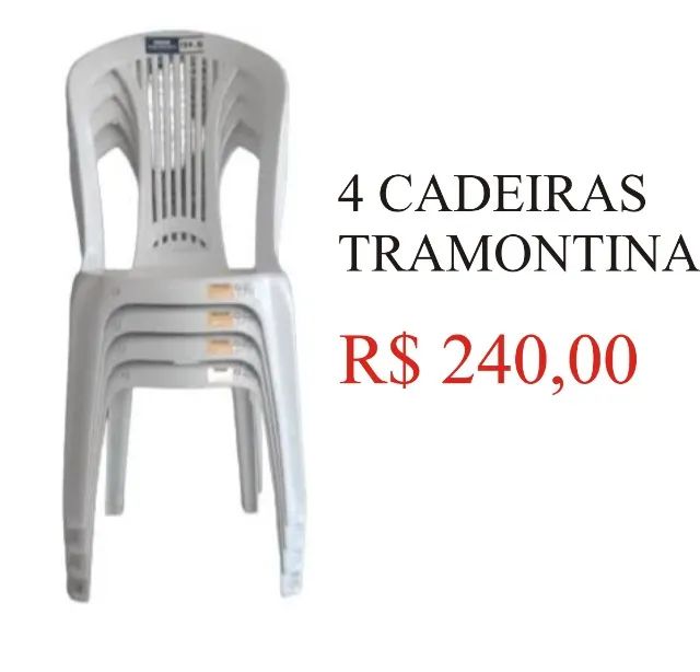 Conjunto Cadeira De Plástico Bistrô Atlântica Branca Com 4 Unidades - Tramontina