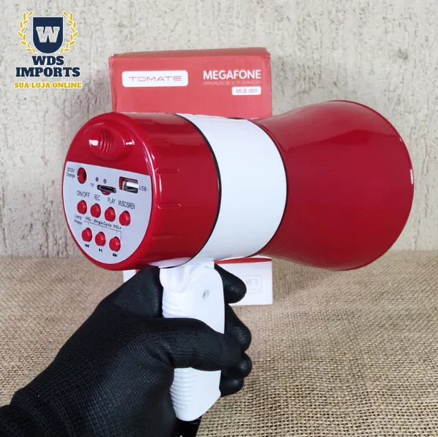 Megafone Portátil Com Sirene Musica E Gravador