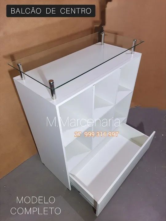 BALCÃO COM VIDRO COLMEIA E GAVETA - Foto 3