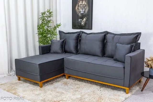 SOFÁ 2,30CM  PÉS MADEIRA MACIÇA COM CHAISE!!! R1725U - Foto 2