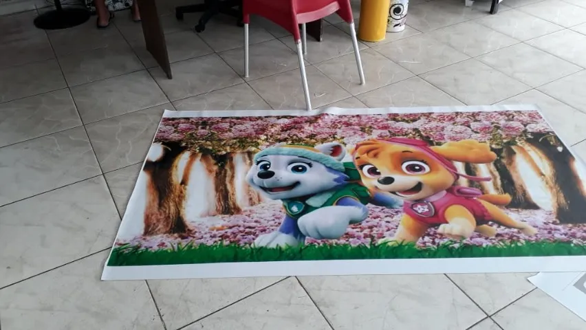 Painel em lona  Skie e Everest tamanho 2x1 para aniversarios menina