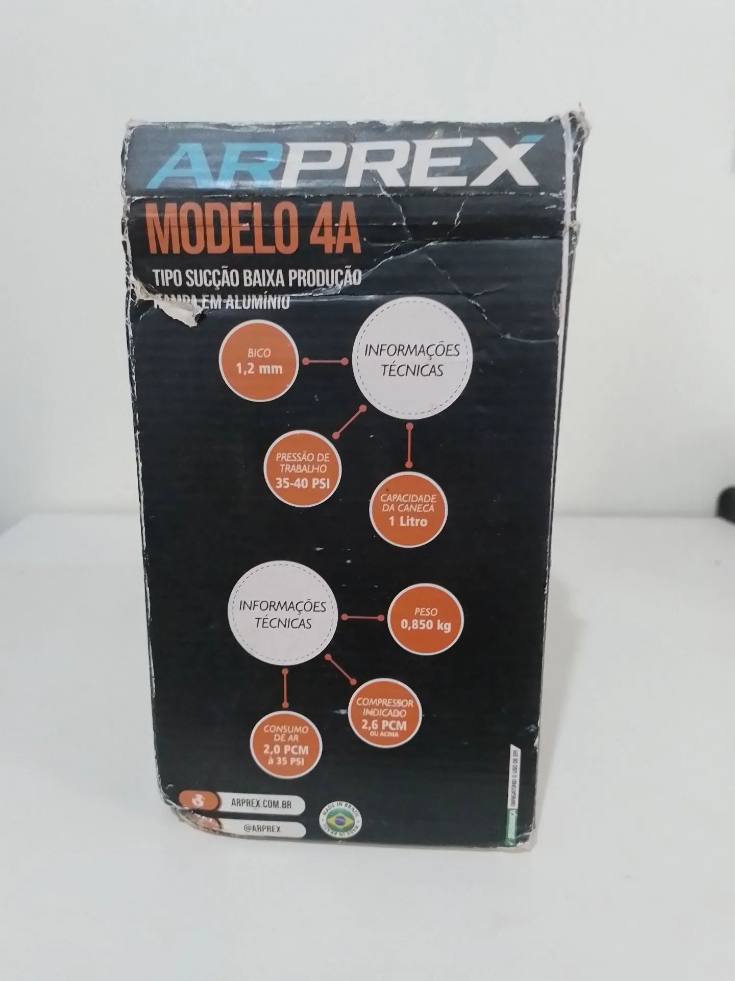 Pistola de Pintura Arprex original modelo 4a bico 1,2 toda alumínio com nota fiscal - Foto 4