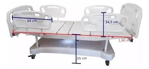 Cama Hospitalar Motorizada 2 Movimen. Extra Luxo Com Colchão Branco