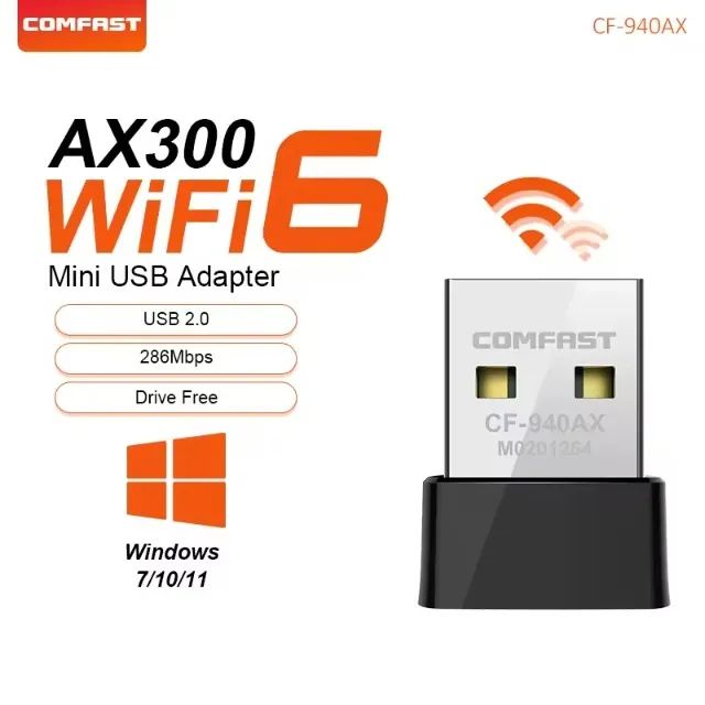Adaptador USB Wi-Fi Comfast CF-940AX AX300 300Mbps