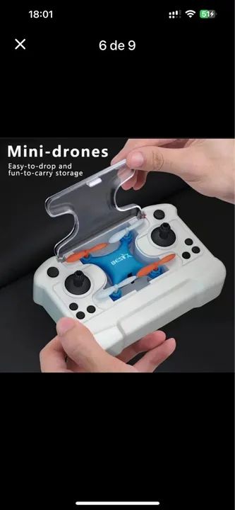 Mini Drone Azul Aerobat Quatro eixos Com Radio Controle