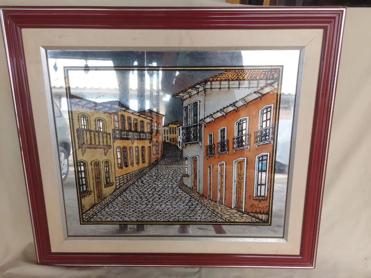 Quadro pintura no espelho - Decorações Para Casa - Jardim