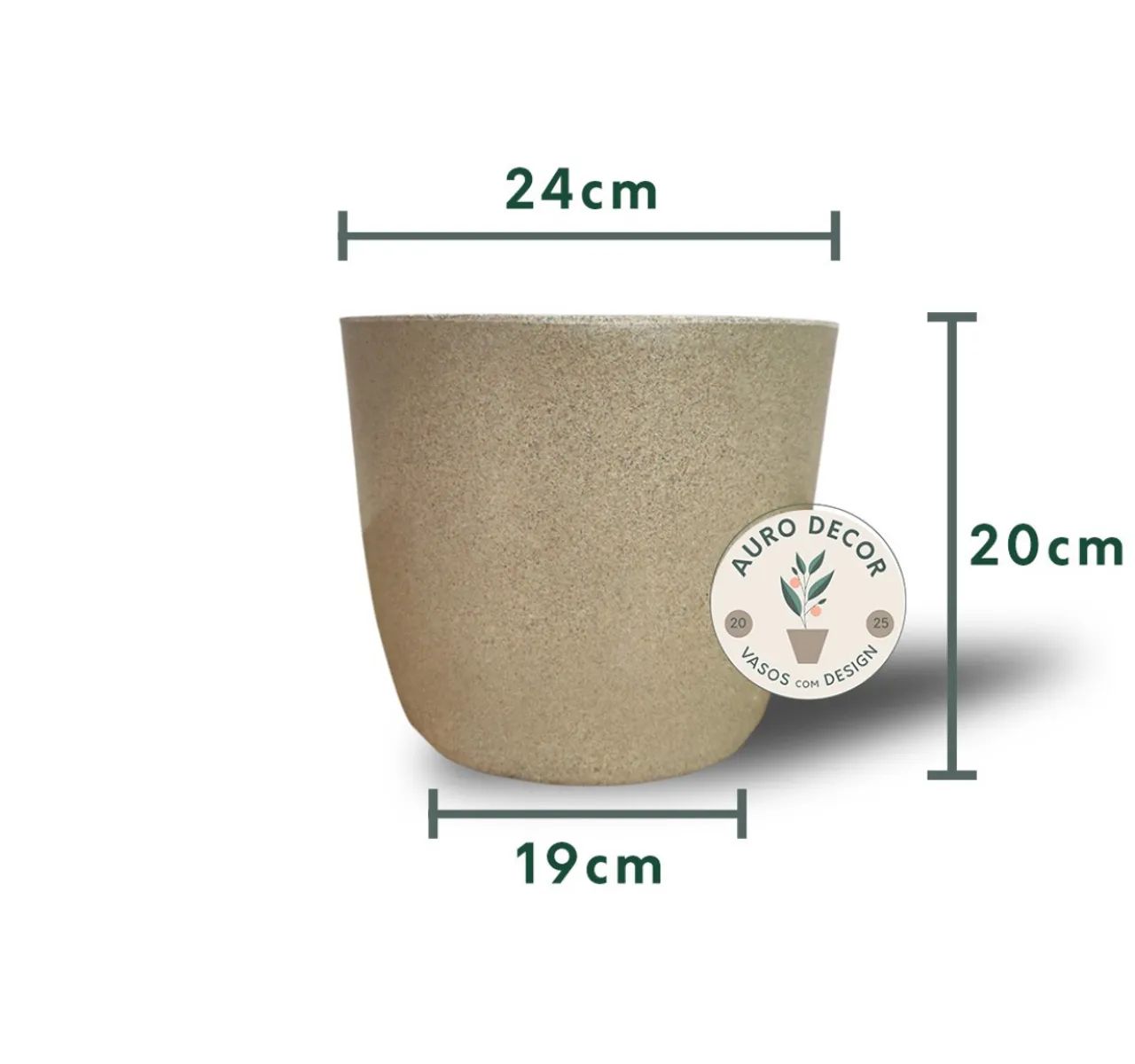 Vaso Redondo Cone polietileno - 20cm bege - Foto 3