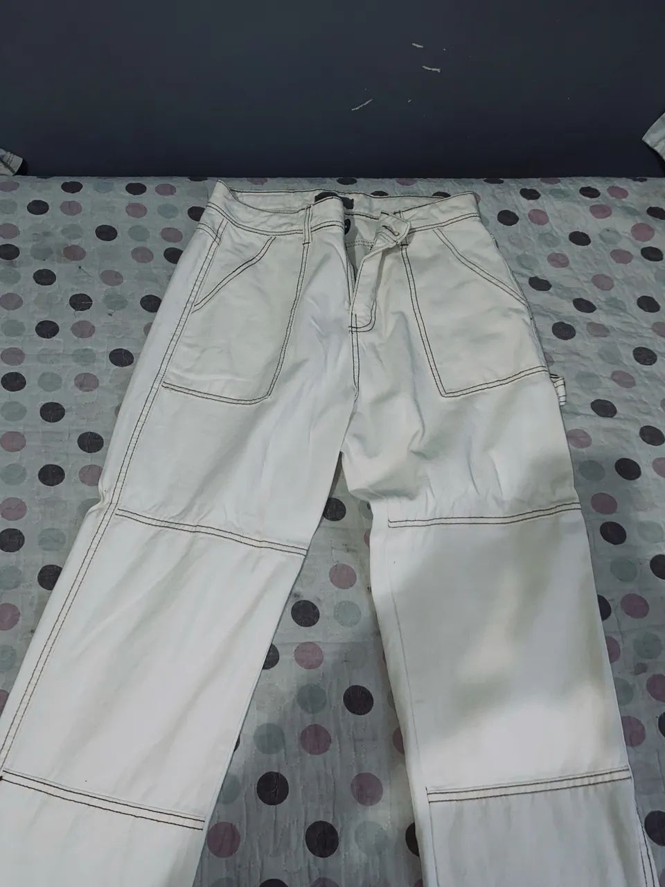 CALÇA JEANS CARGO BRANCA