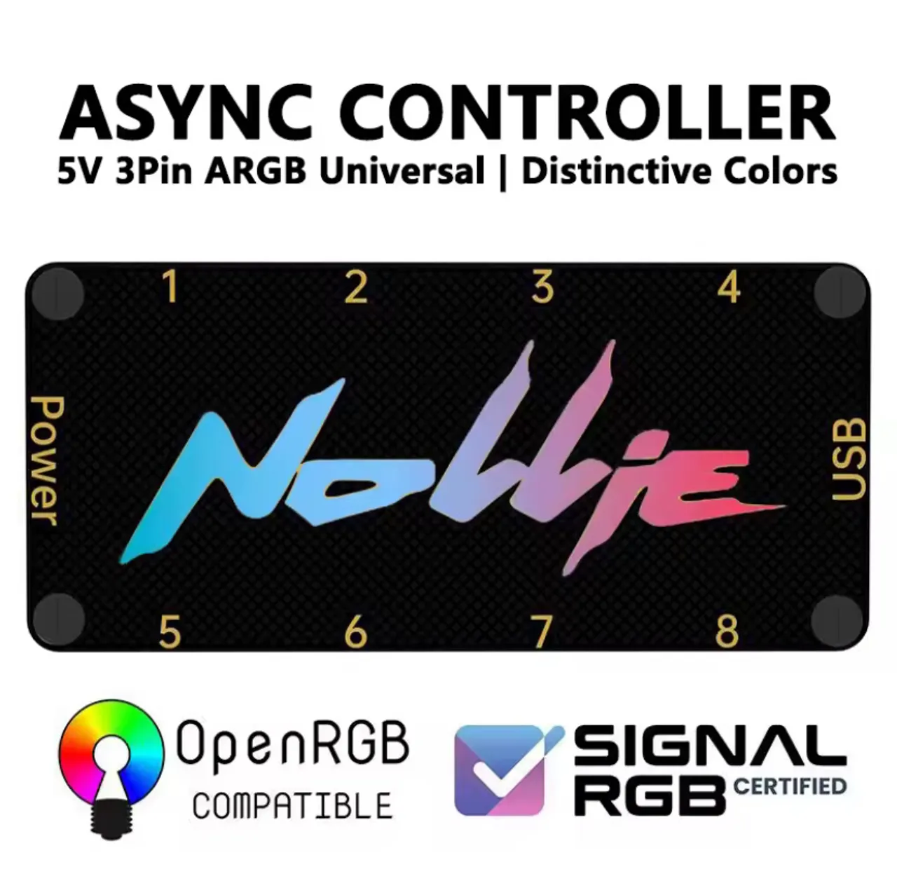 Controlador ARGB Nollie 8 - Hub 8 Portas, Compatível com SignalRGB/OpenRGB