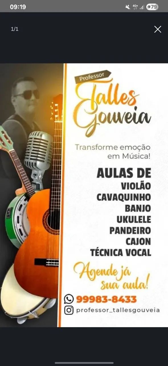 Aulas de violão,cavaquinho,ukulele,cajon,pandeiro e etc