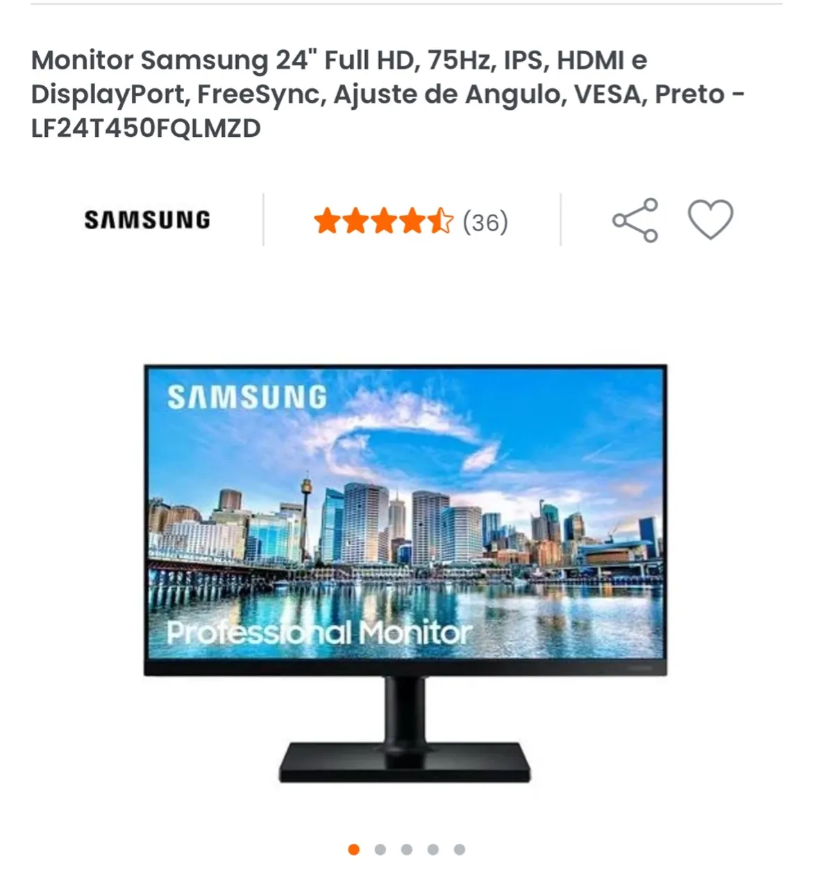 Monitor Samsung 24" Full HD 75Hz IPS