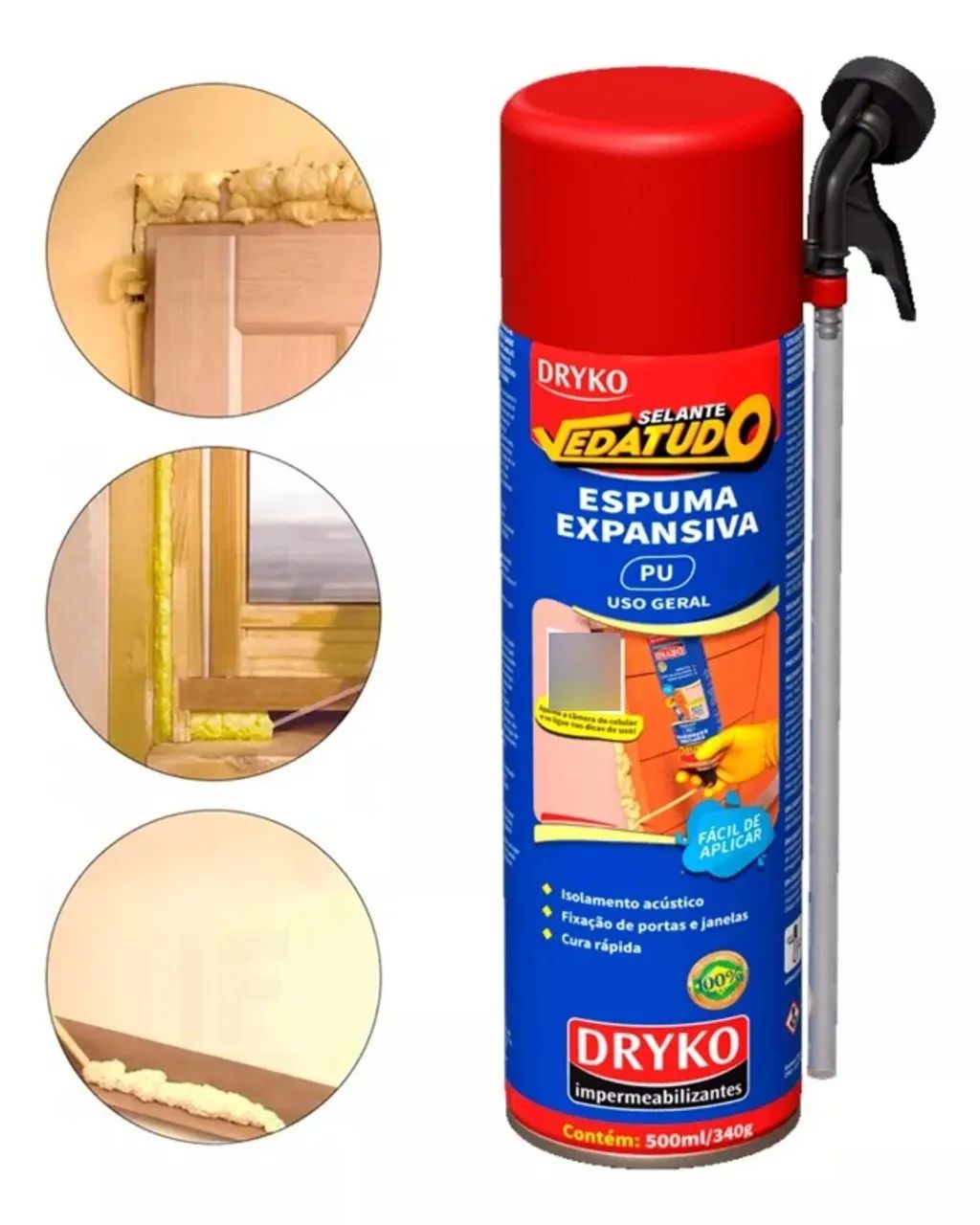 Espuma Expansiva Universal Obras Porta Janela Uso Geral 500ml/340G - Foto 4