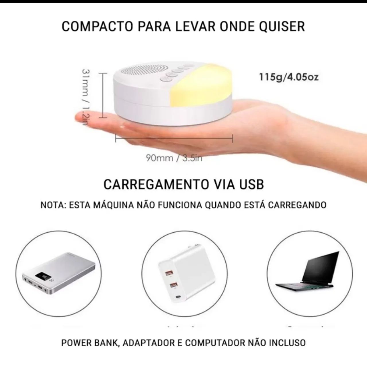 APARELHO DE RUIDO BRANCO CALMANTE - LED AJUSTÁVEL  - Foto 5